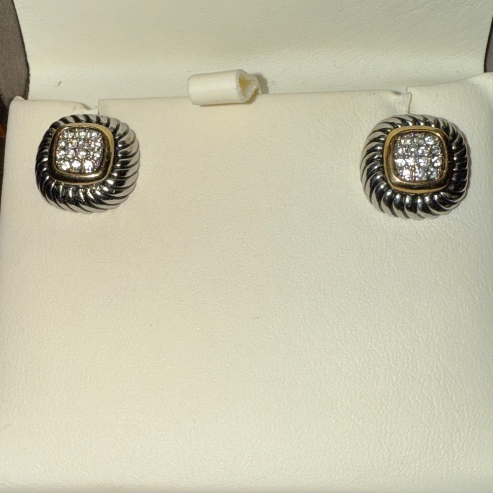Elegant Swarovski Silver and Gold Stud Earrings